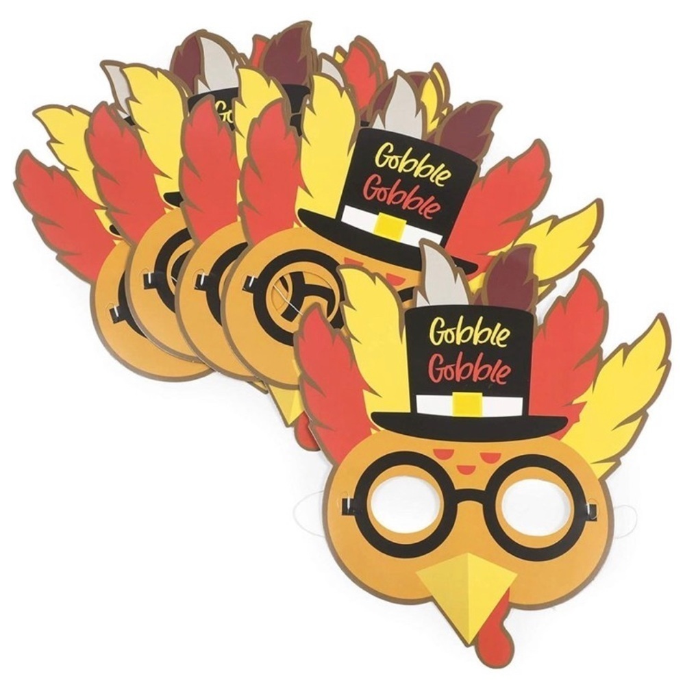 36 Paper Turkey Mask Photo Booth Props for Thanksgiving Party Favors